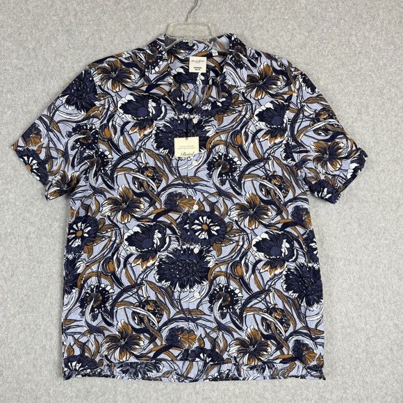 Murano Other - Baird McNutt Murano Linen Short‎ Sleeve Shirt Mens Size XL Slim Fit Blue Floral